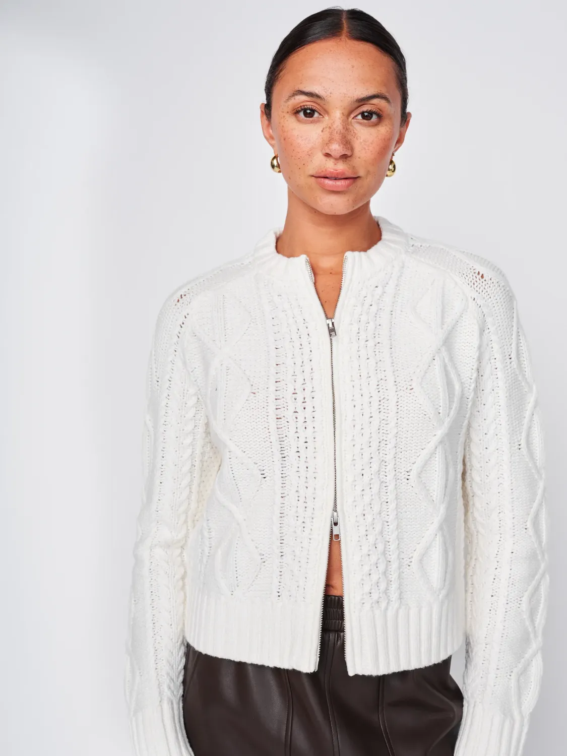 Cable Zip Cardigan