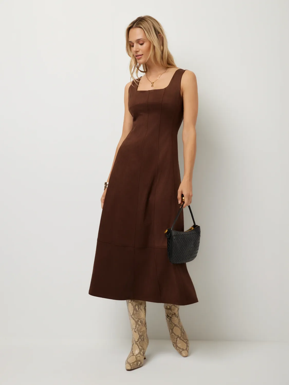 Madalyn Faux Suede Midi Dress