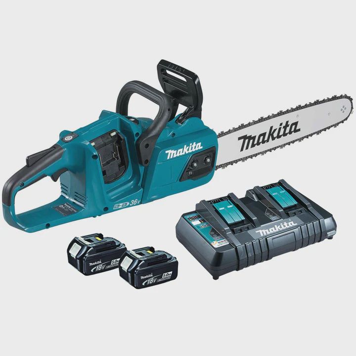 Makita DUC355PT2 36V 35cm Brushless Chainsaw With 2 x 5.0Ah Batteries &amp; Twin Port Charger