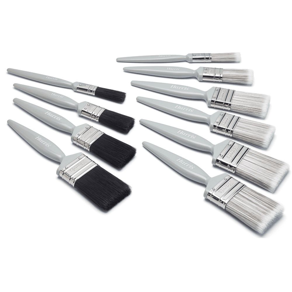 Harris Pack of 10 Flat Paint Brush Set Essentials For Walls &amp; Ceilings