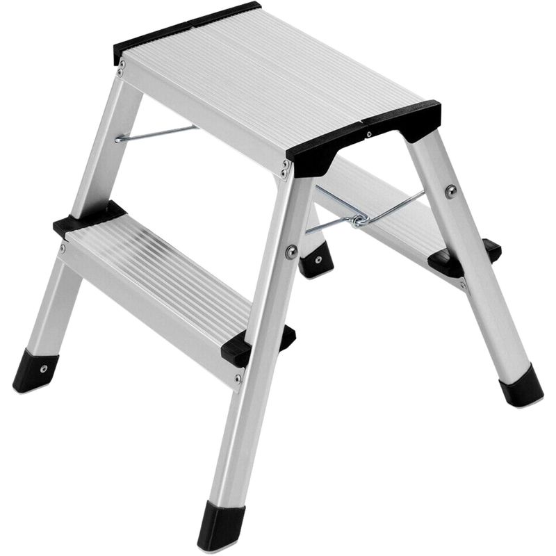 Excel Aluminium Stool Ladder Folding Hop Up 2 Tread 350mm x 400mm