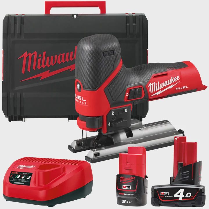 Milwaukee M12FJS-422X 12V Fuel Brushless Jigsaw with 4.0Ah/2.0Ah Batteries Charger &amp; Case 4933493349