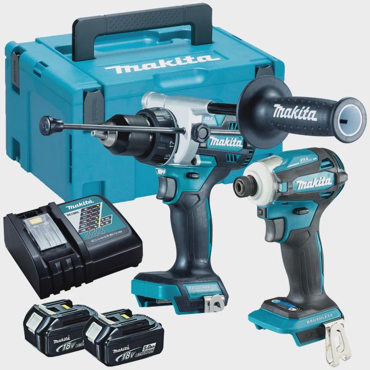 Makita DLX2455TJ 18V LXT Brushless Combo Kit With 2 x 5.0Ah Batteries Charger In Case