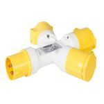 PowerMaster 16A 3 Pin 3-Gang Splitter Socket Adaptor Plug Lead Cable 110V - 399015