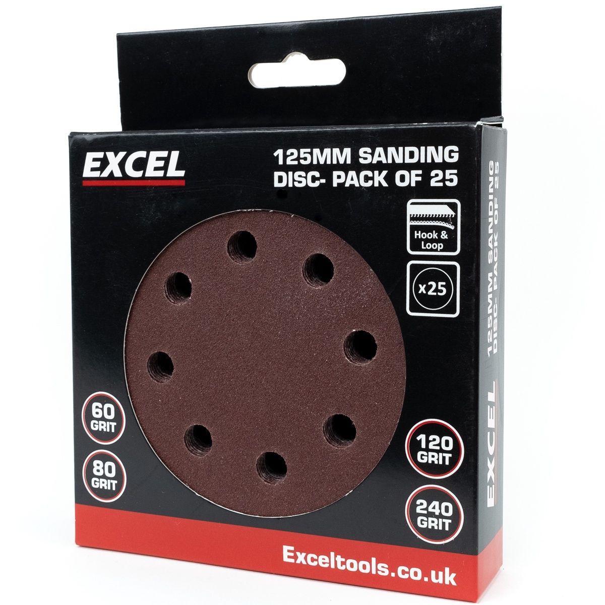 Excel 125mm Sanding Disc Mix Grit Pack of 25