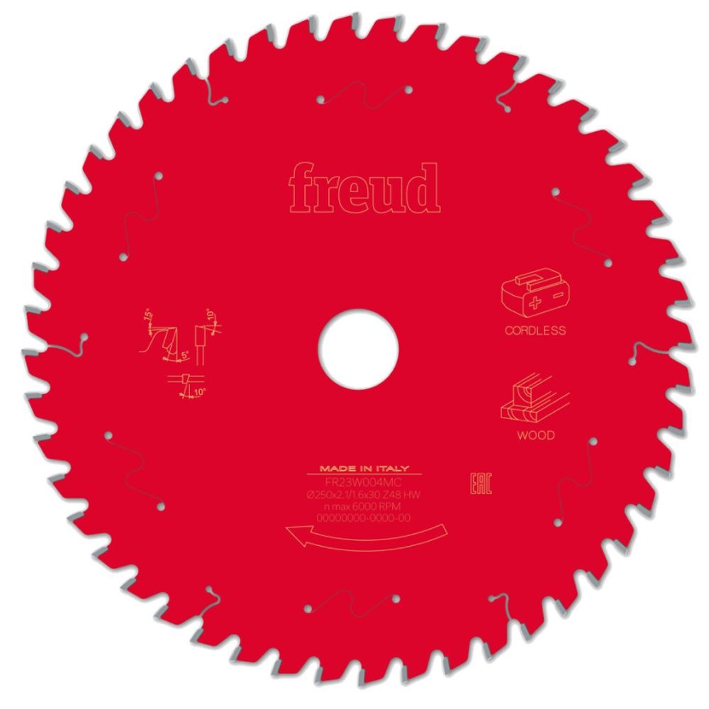 Freud 250mm 48T Mitre Saw Blade for Wood F03FS10064 250mm x 30mm x 48T
