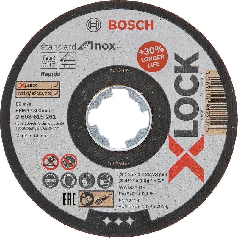 Bosch 115mm X-Lock Inox Metal Cutting Discs Pack of 10 2608619266
