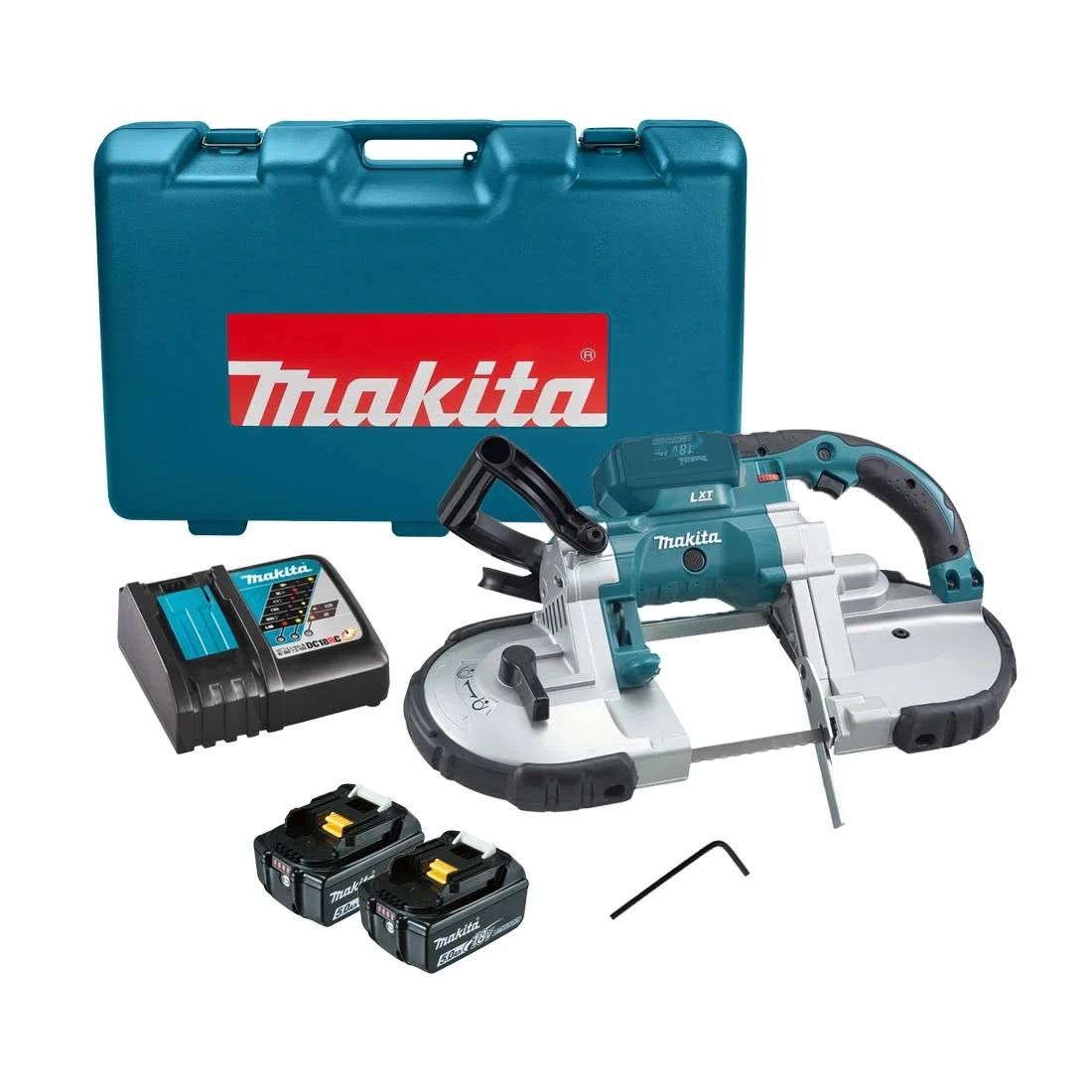 Makita DPB180RTE 18V LXT Portable Band Saw With 2 x 5.0Ah Batteries Charger &amp; Case