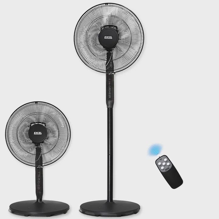 Excel 16&quot; Height Adjustable Digital Pedestal Fan with Remote Control - Black