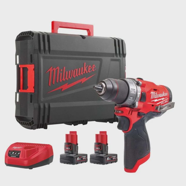 Milwaukee M12 FPD2-602X 12V FUEL Brushless Combi Drill with 2 x 6.0Ah Batteries, Charger &amp; Case