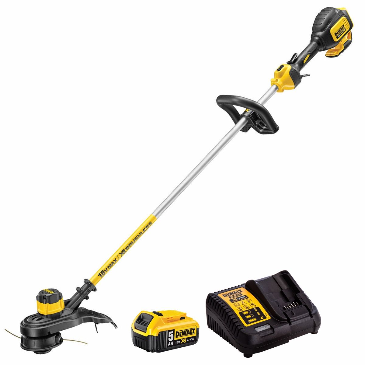 Dewalt DCM561P1S 18V Brushless Split Shaft String Trimmer with 1 x 5.0Ah Battery &amp; Charger