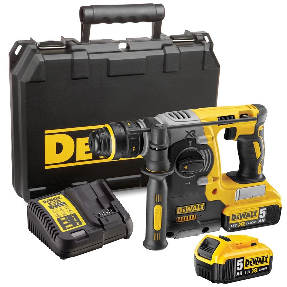 Dewalt DCH273P2 18V Brushless SDS+ Hammer Drill with 2 x 5.0Ah Batteries, Charger &amp; Case