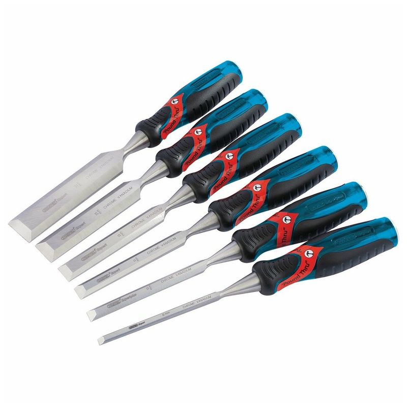 Draper 70419 - 140mm Soft Grip 'Pound Thru' Bevel Edge Wood Chisel Set of 6 Piece