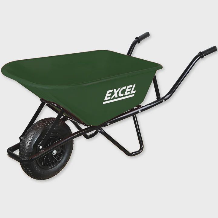 Excel Heavy Duty 100L Green Wheelbarrow HDPE Plastic Tray