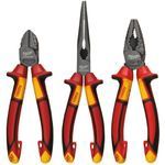Milwaukee VDE Pliers 3pc Set Diagonal Cutter, Long Round Nose Plier, Combi Plier 4932464575