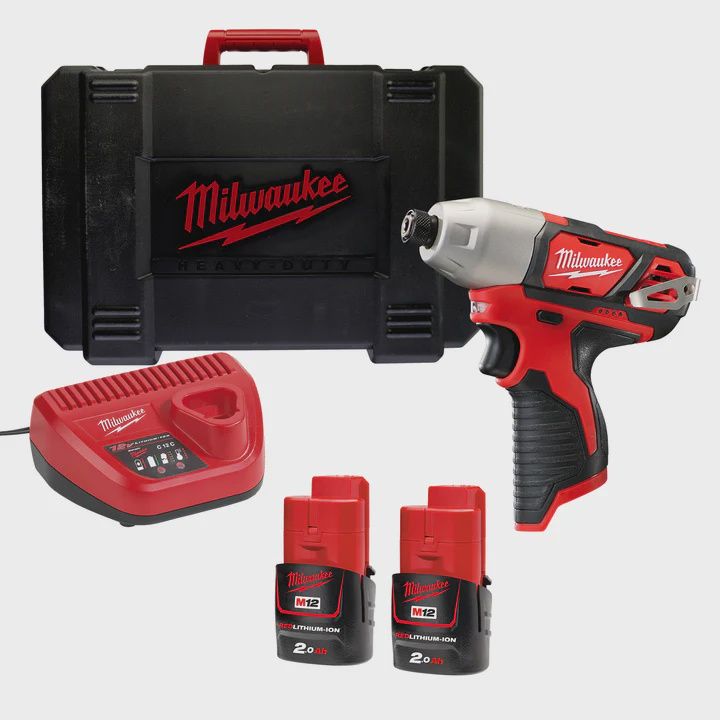 Milwaukee M12BID-202C 12V Impact Driver 1/4&quot; with 2 x 2.0Ah Batteries &amp; Charger in Case 4933443895