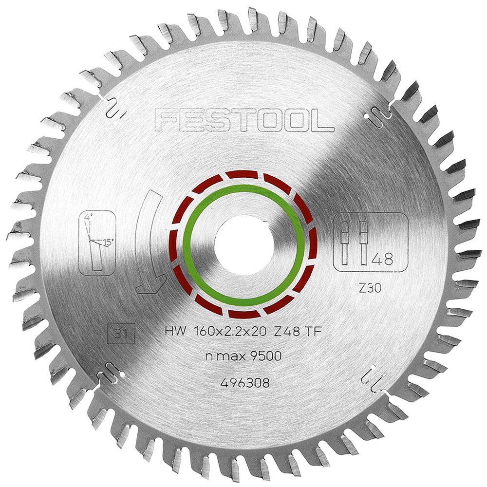 Festool 160mm 48T Laminate Corian Saw Blade TF48 for TS55 496308