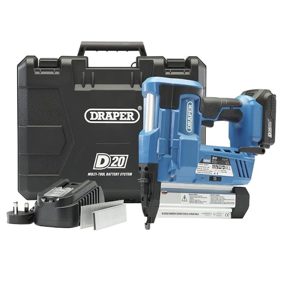 Draper D20NSSET D20 20V Nailer/Stapler With 1 x 2.0Ah Battery &amp; Charger - 00646