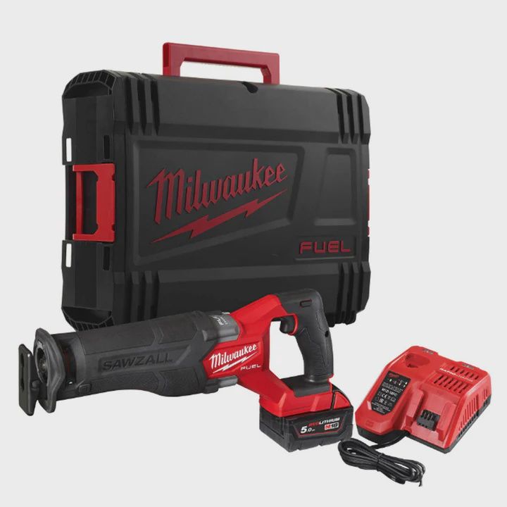 Milwaukee M18FSZ-501X 18V FUEL Brushless Sawzall Reciprocating Saw with 1 x 5.0Ah Battery &amp; Charger