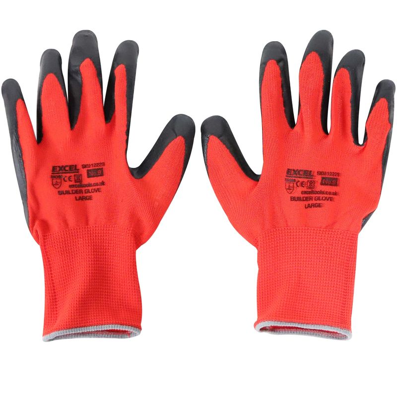 Excel Builder Gloves Red &amp; Black Size L