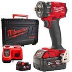 Milwaukee M18FIW2F38-502X 18V FUEL Friction Ring Impact Wrench 3/8&quot; with 2 x 5.0AH Batteries &amp; Charger in Case 4933478652
