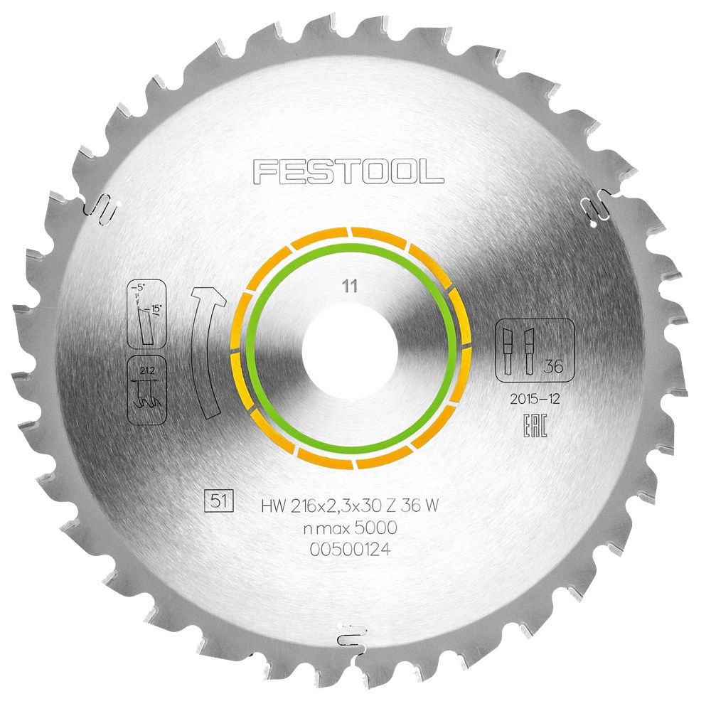 Festool 216mm x 2.3mm x 30mm 36T Mitre Saw Blade 500124