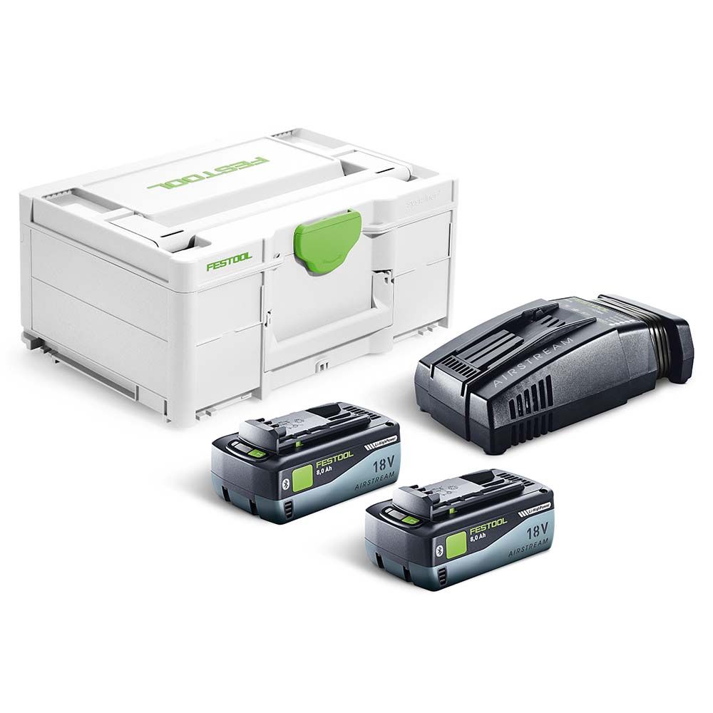 Festool 577329 18V SYS Energy Set With 2 x 8.0Ah Batteries, Charger &amp; Case