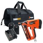 Paslode IM65A 7.4V Angled Second Fix Finishing Nail Gun with 2 x 2.1Ah Batteries Charger &amp; Toughbuilt Bag