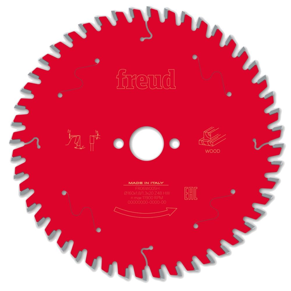 Freud 160mm 48T Circular Saw Blade for Wood F03FS09677 160mm x 20mm x 48T