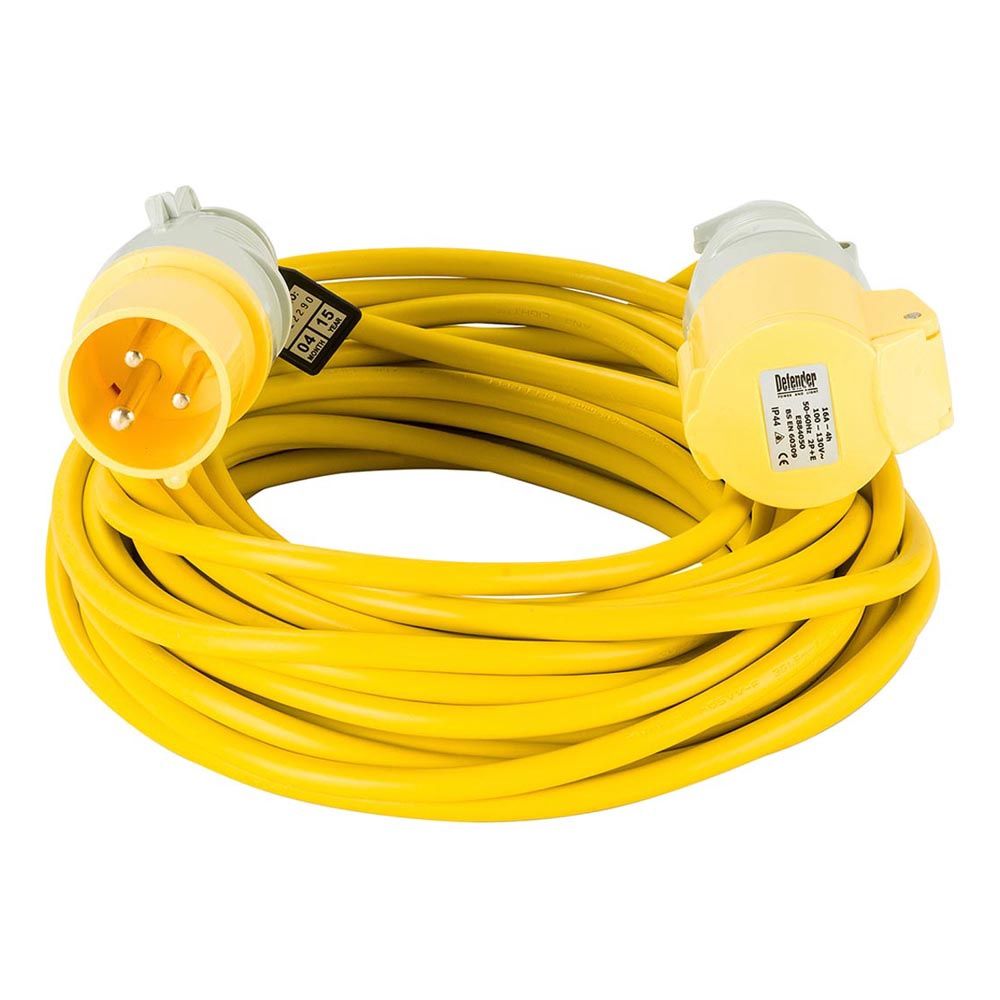 Defender E85111 16A 1.5mm Cable 14M Extension Lead Yellow 110V