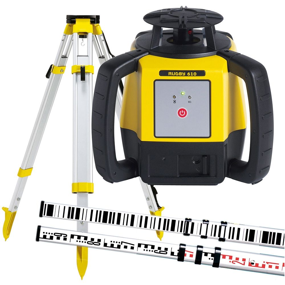 Leica RUGBY610A Rugby 610 Rotating Laser Level Alkaline Kit With Rodeye Reciever