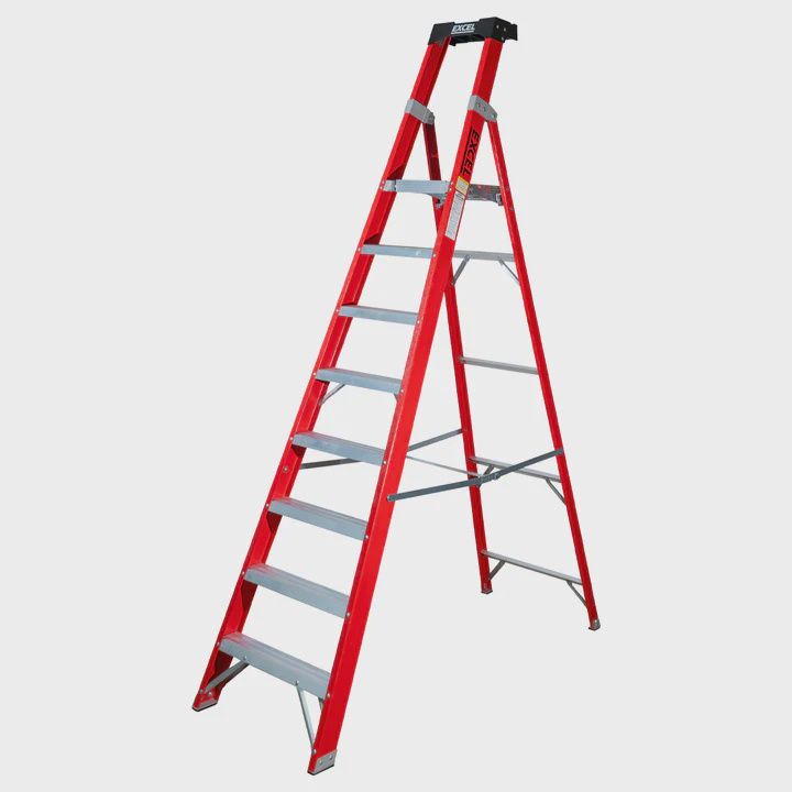 Excel Electricians Fibreglass Platform Step Ladder 8 Tread 2.51m EN131