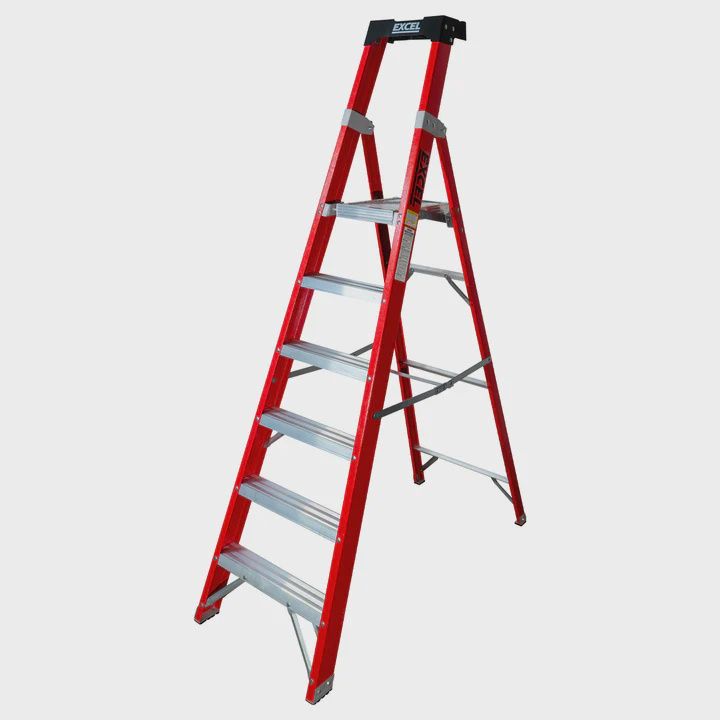 Excel Electricians Fibreglass Platform Step Ladder 6 Tread 2.04m EN131