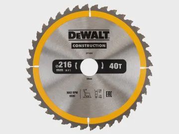 DEWALT DT1953QZ Stationary Construction Circular Saw Blade 216 x 30mm x 40T ATB/Neg