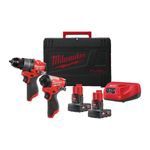 Milwaukee M12FPP2A2-602X 12V FUEL Brushless Combi Drill &amp; Impact Driver with 2 x 6.0Ah Batteries Charger &amp; Case