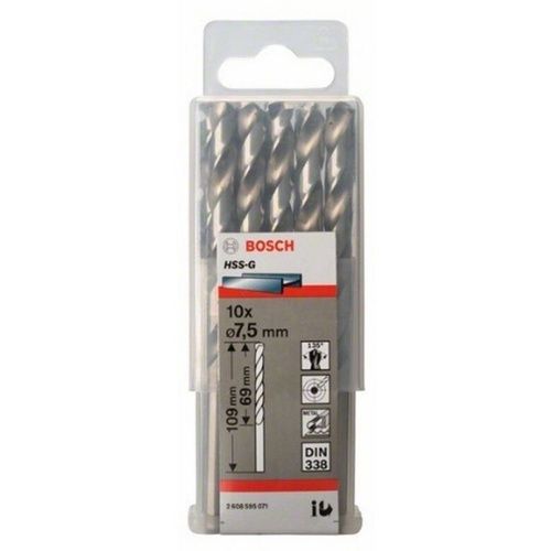 Bosch  7.5mm HSS-G Drill Bits Twist Drill Bit 109 mm Plain Shank 2608595071