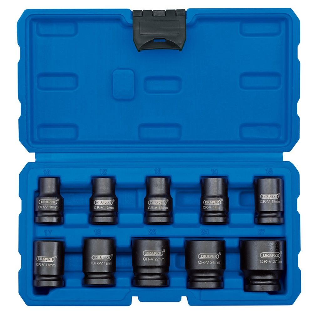 Draper 1/2&quot; Square Drive Impact Socket Metric Set of 10 Piece - 83092