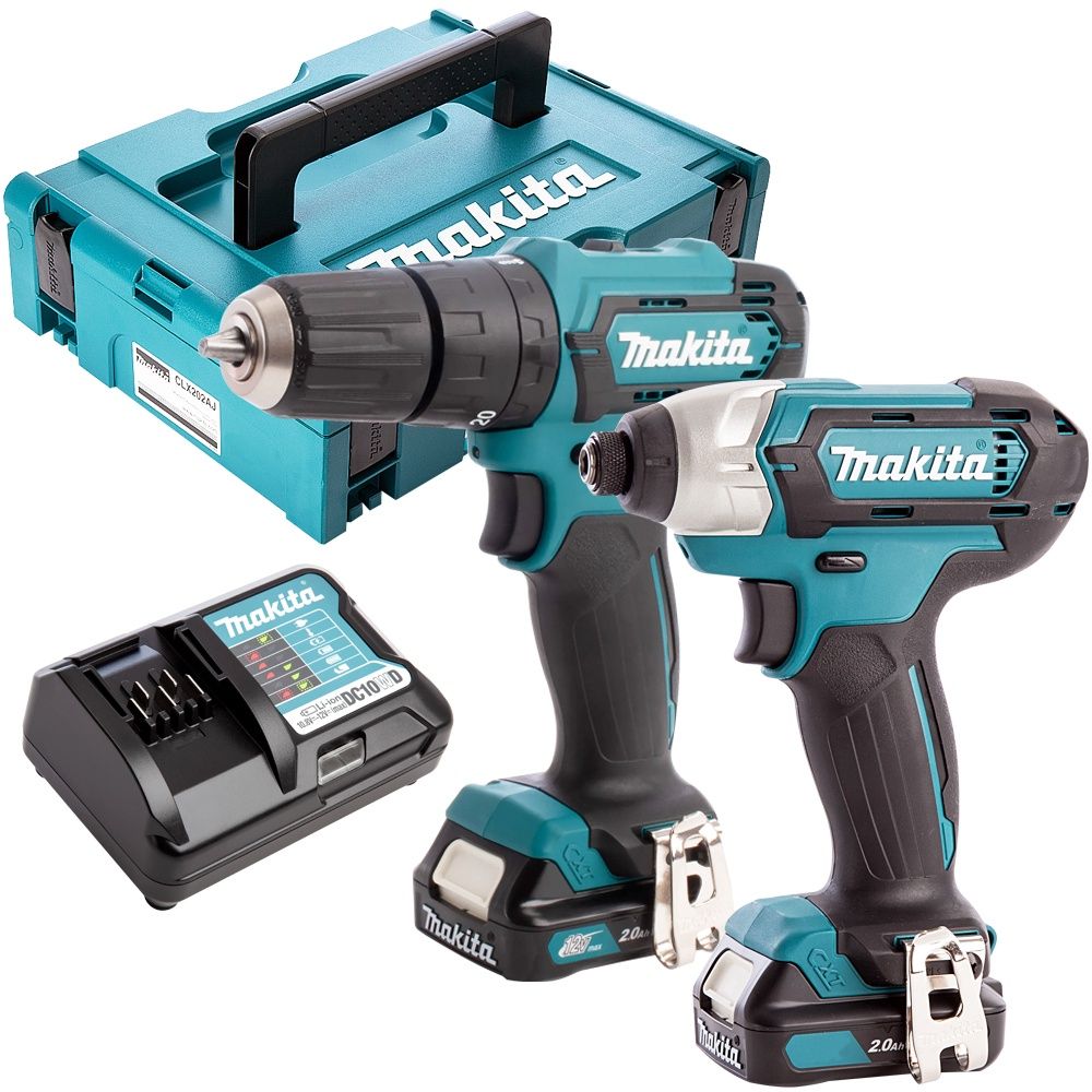 Makita CLX228AJ 12V Max CXT 2 Piece Cordless Kit With 2 x 2.0Ah Batteries &amp; Charger In Case