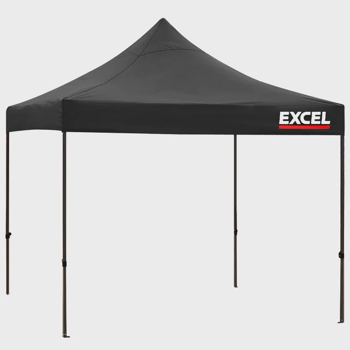 Excel Steel Gazebo 3m x 3m Black Heavy Duty Waterproof with Wheel Bag