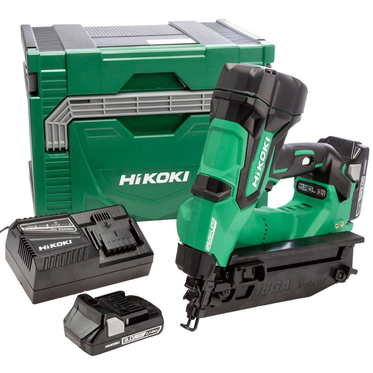 Hikoki NT1865DMJXZ 18V Brushless 16GA Straight Finish Nailer with 2 x 3.0Ah Battery Charger &amp; Case