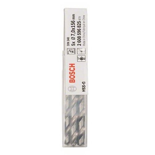 Bosch 7mm X 102mm X 156mm Metal drill bits HSS-G, DIN 340 Pack of 5 2608596825