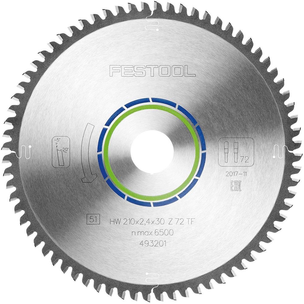Festool 210mm 72T Special Plunge Saw Blade TF72 493201