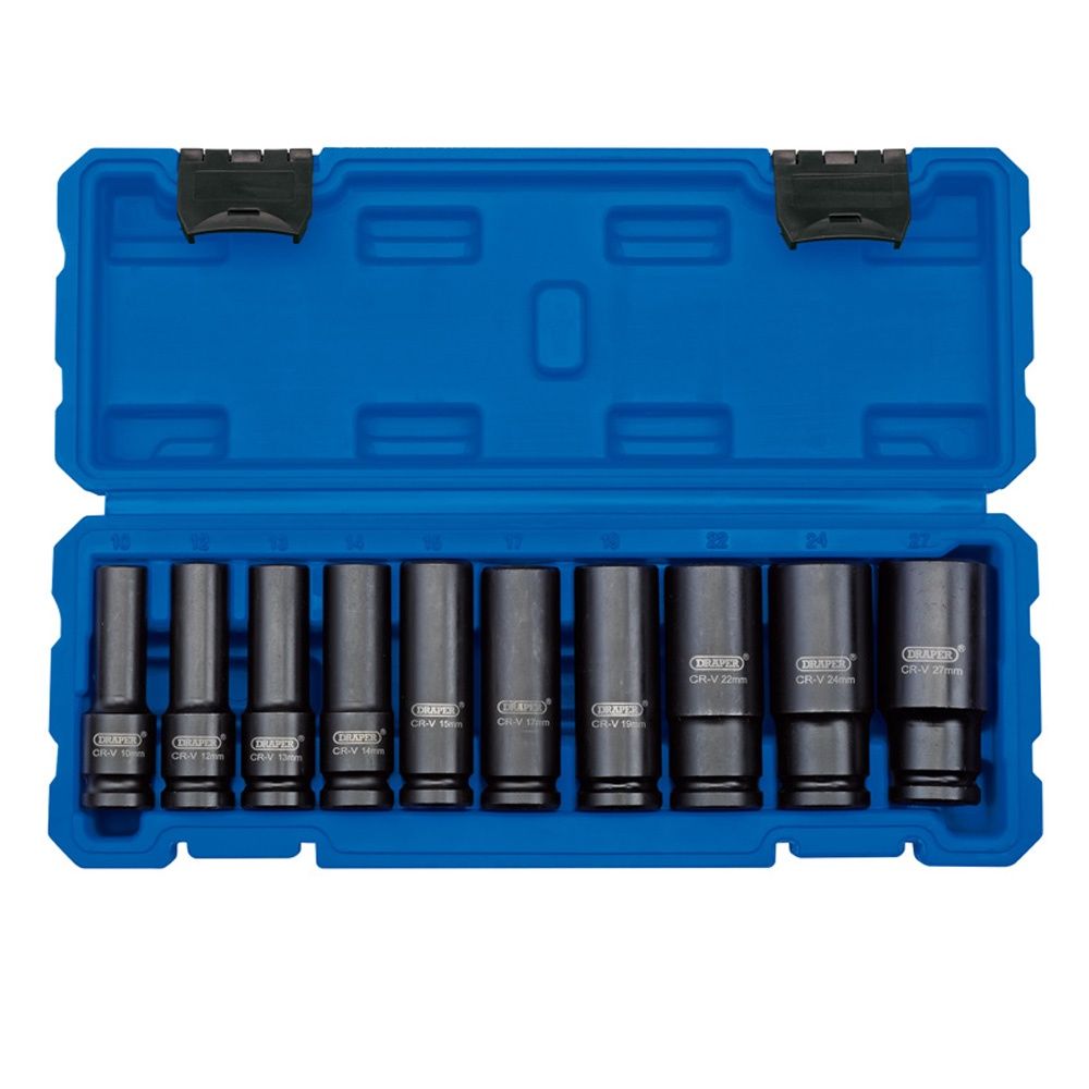 Draper 1/2&quot; Square Drive Impact Socket Metric Deep Set of 10 Piece - 83096