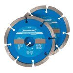 Silverline 115 x 22.23mm Mortar Raking Diamond Blade Pack of 2 807350 Segmented Rim