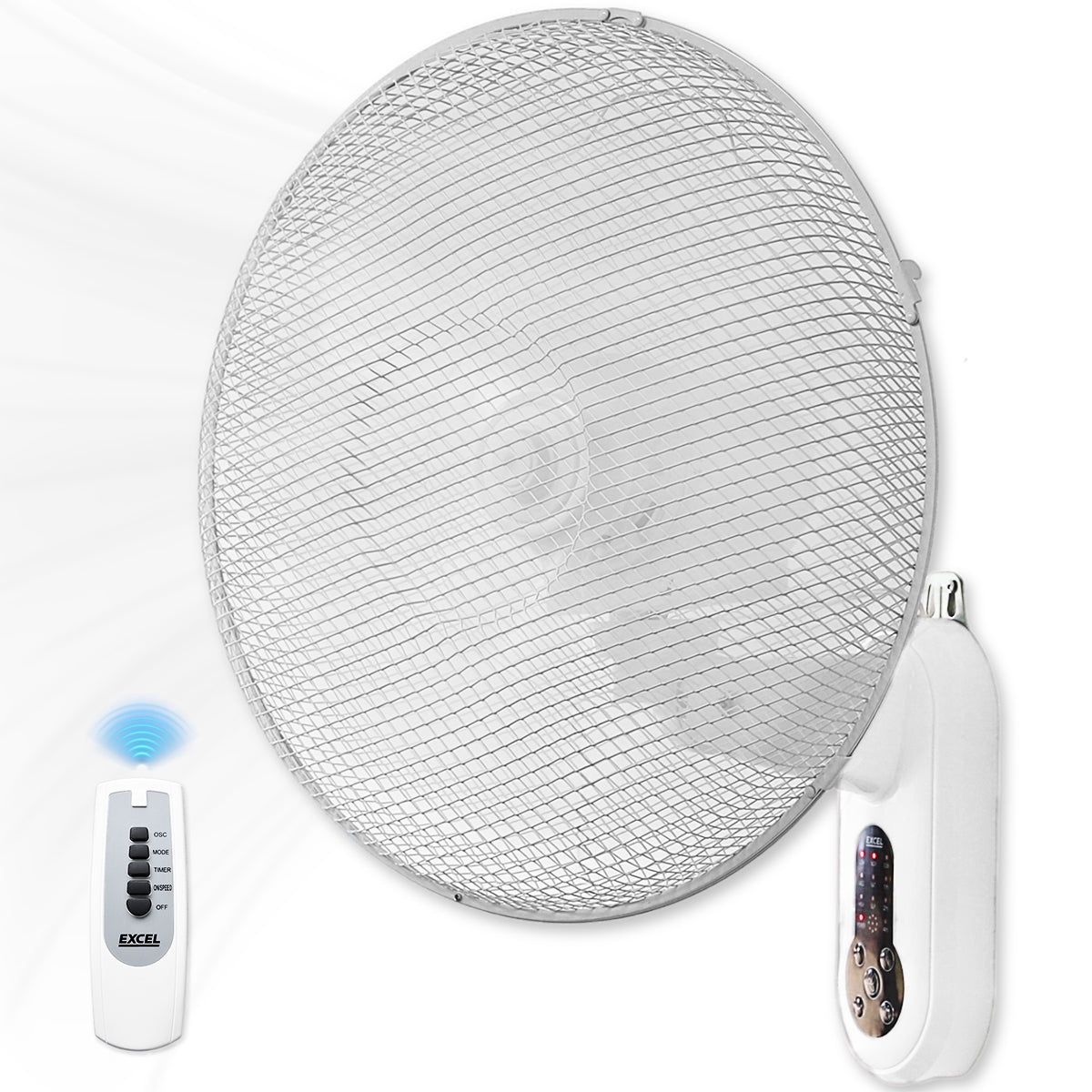 Excel 16&quot; Wall Mount Fan with Remote Control - White
