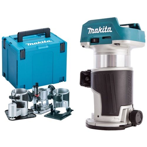 Makita DRT50ZJX3 18V LXT Brushless Router Trimmer Body With Extra Bases In Case