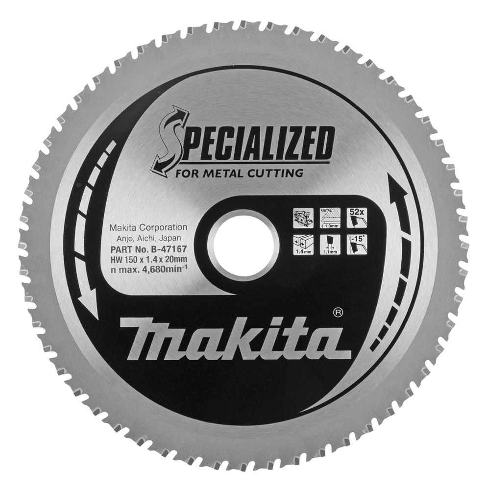 Makita B-47167 150mm x 20mm x 52T Metal Specialized Circular Saw Blade For DCS552Z