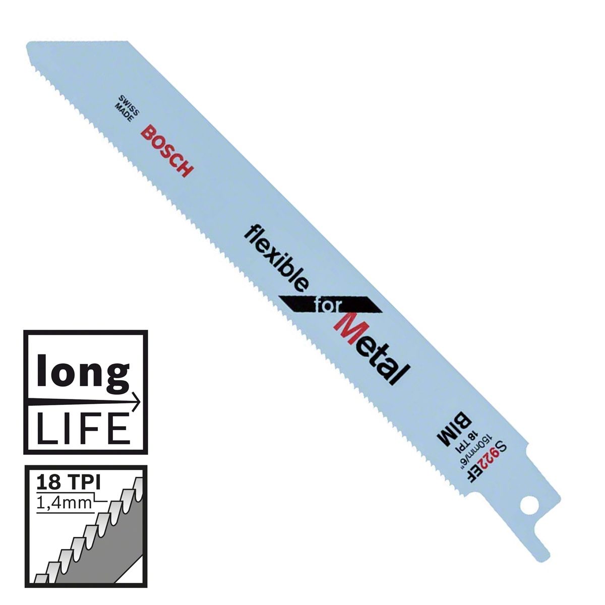 Bosch S922EF 150mm BIM Flexible Reciprocating Saw Blades for Metal Pack of 5 - 2608656015