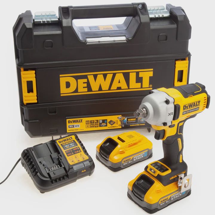 DeWalt DCF891H2T-GB 18V XR Brushless Impact Wrench with 2 x 5.0Ah Batteries & Charger
