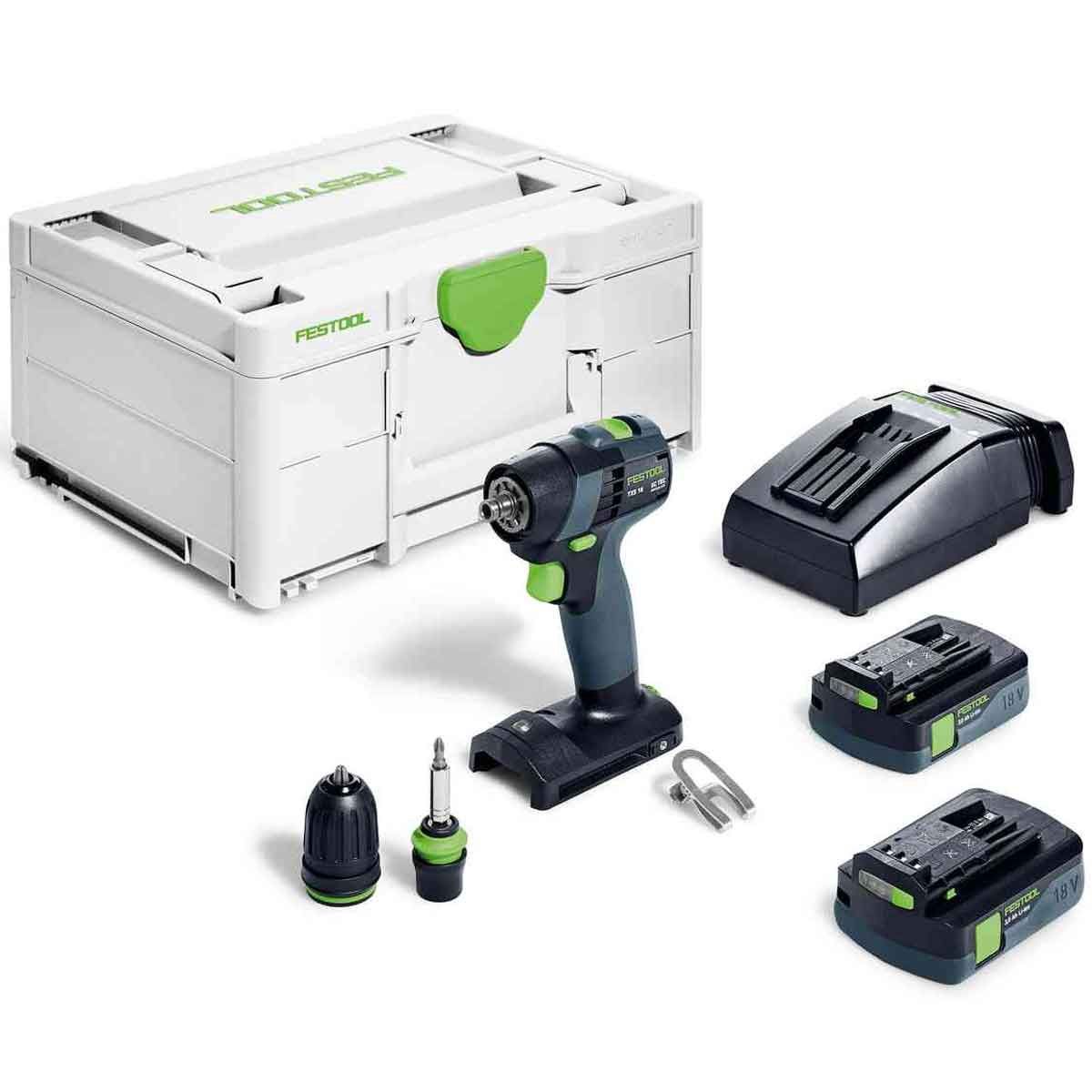Festool TXS18C3.0-Plus 18V Brushless Drill Driver with 2 x 3.0Ah Battery &amp; Charger 577332